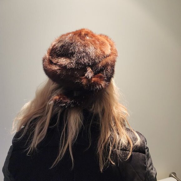 VTG Genuine Mink Fur Davy Crockett Style Hat with Tail Women OS - Picture 4 of 14